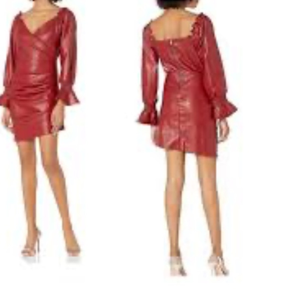 Kendall & Kylie maroon vegan leather mini dress sz 4/6 - Picture 11 of 11